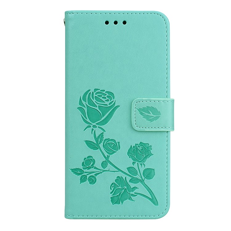 HAT PRINCE Imprinted Rose Pattern Leather Wallet Case Cover with Stand for Xiaomi Mi A2 Lite / Redmi 6 Pro - Cyan-1