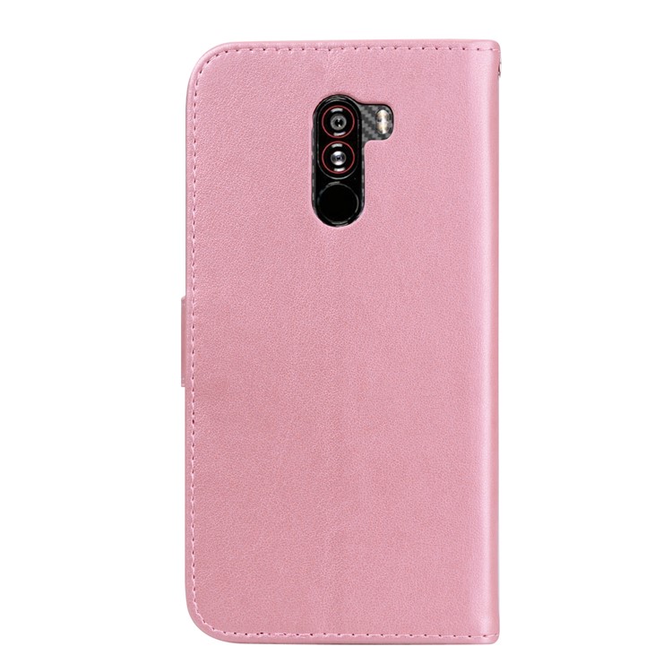 HAT PRINCE Imprinted Rose Pattern Stand Wallet Leather Cover for Xiaomi Pocophone F1 / Poco F1 (India) - Pink-2