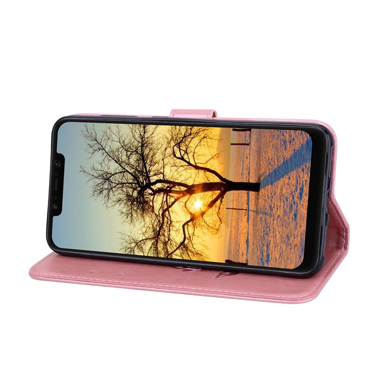 HAT PRINCE Imprinted Rose Pattern Stand Wallet Leather Cover for Xiaomi Pocophone F1 / Poco F1 (India) - Pink-3