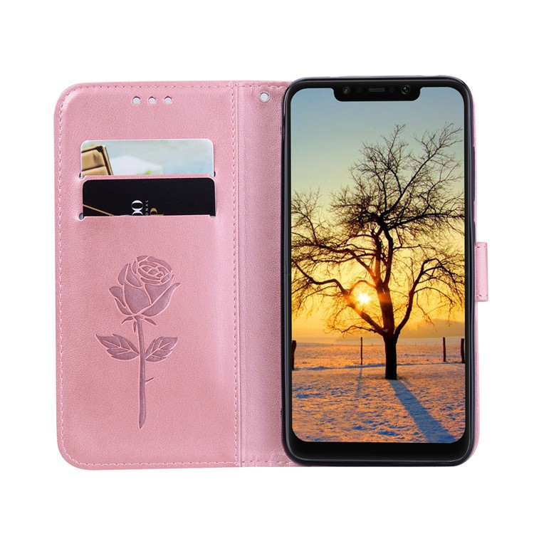 HAT PRINCE Imprinted Rose Pattern Stand Wallet Leather Cover for Xiaomi Pocophone F1 / Poco F1 (India) - Pink-4