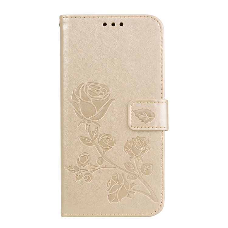 HAT PRINCE Imprinted Rose Pattern Stand Wallet Leather Shell for Xiaomi Pocophone F1 / Poco F1 (India) - Gold-1