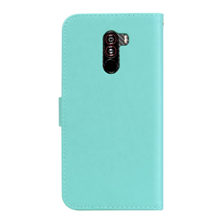 HAT PRINCE Imprinted Rose Pattern Leather Phone Case Accessory for Xiaomi Pocophone F1 / Poco F1 (India) - Cyan-2