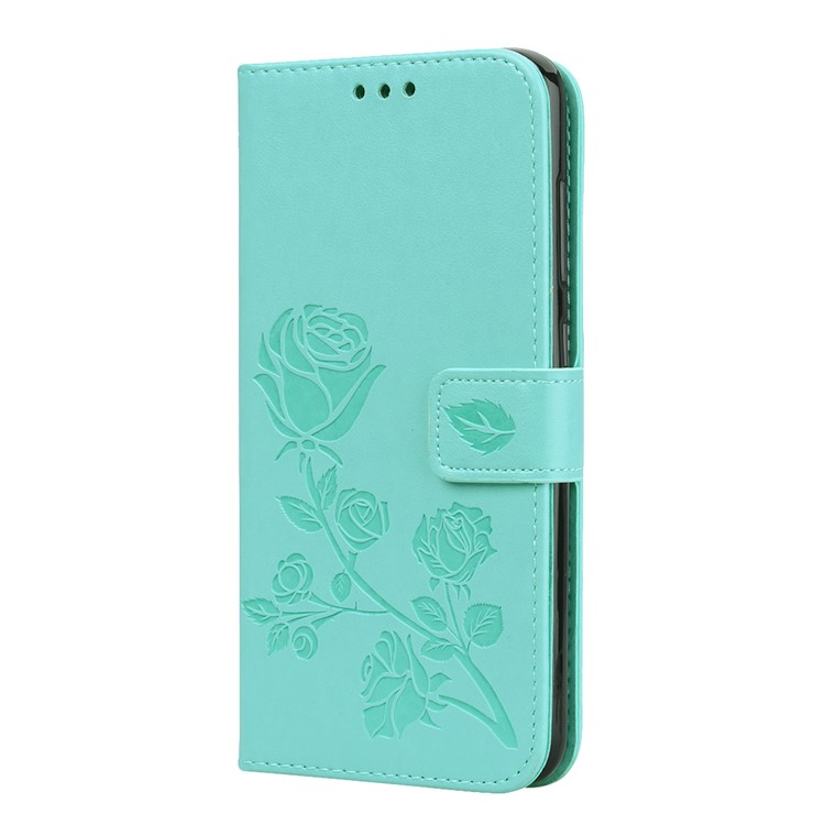 HAT PRINCE Imprinted Rose Pattern Leather Phone Case Accessory for Xiaomi Pocophone F1 / Poco F1 (India) - Cyan-3