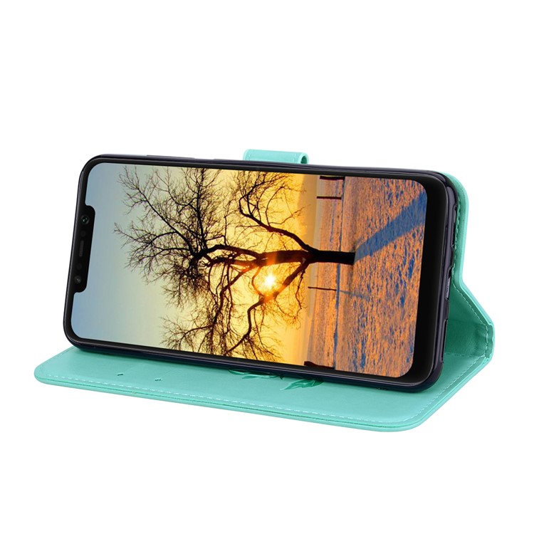 HAT PRINCE Imprinted Rose Pattern Leather Phone Case Accessory for Xiaomi Pocophone F1 / Poco F1 (India) - Cyan-4