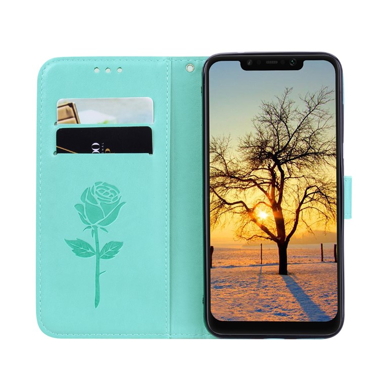 HAT PRINCE Imprinted Rose Pattern Leather Phone Case Accessory for Xiaomi Pocophone F1 / Poco F1 (India) - Cyan-5