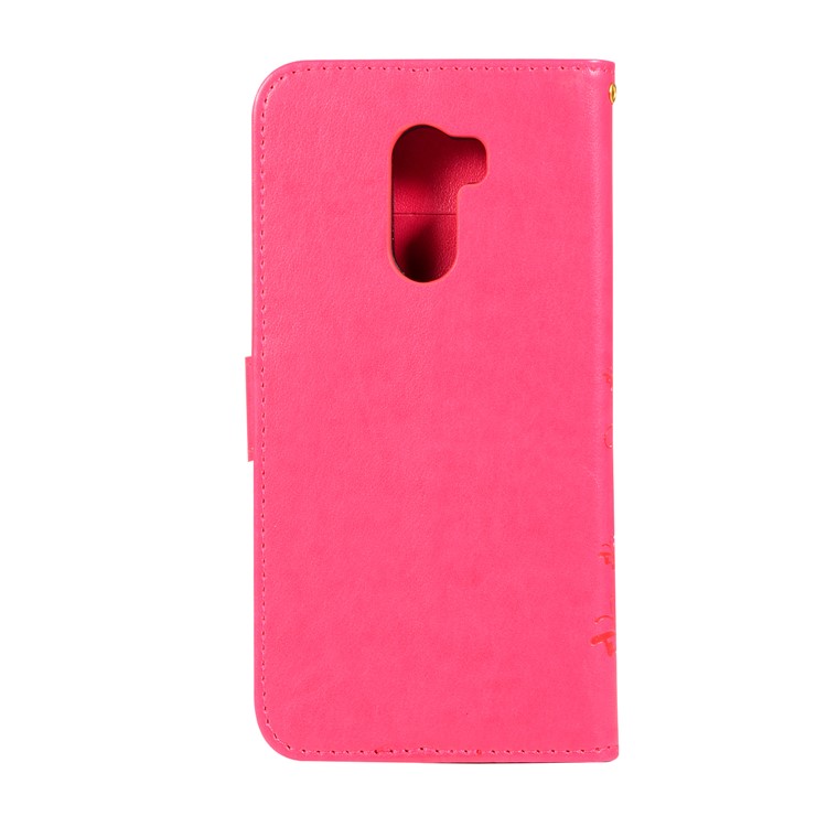 Imprint Butterfly Flower Leather Wallet Shell for Xiaomi Pocophone F1 / Poco F1 (India) - Red-2