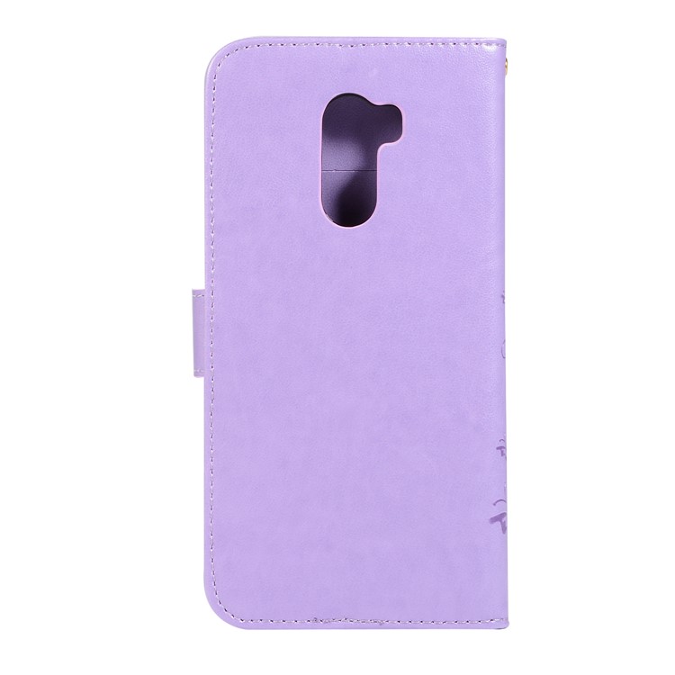 Imprint Butterfly Flower Leather Wallet Mobile Phone Shell for Xiaomi Pocophone F1 / Poco F1 (India) - Purple-2