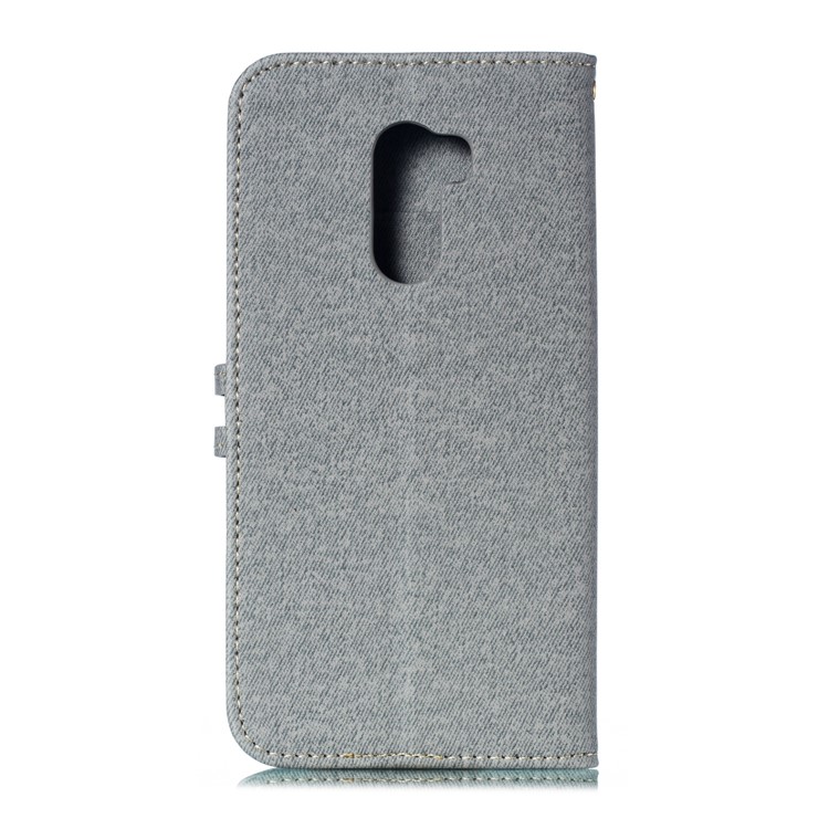 Spleißabdruckmänner Binden Lederknopfdekorabdeckung Für Xiaomi-Pocophon F1 / Poco F1 - Grau-3