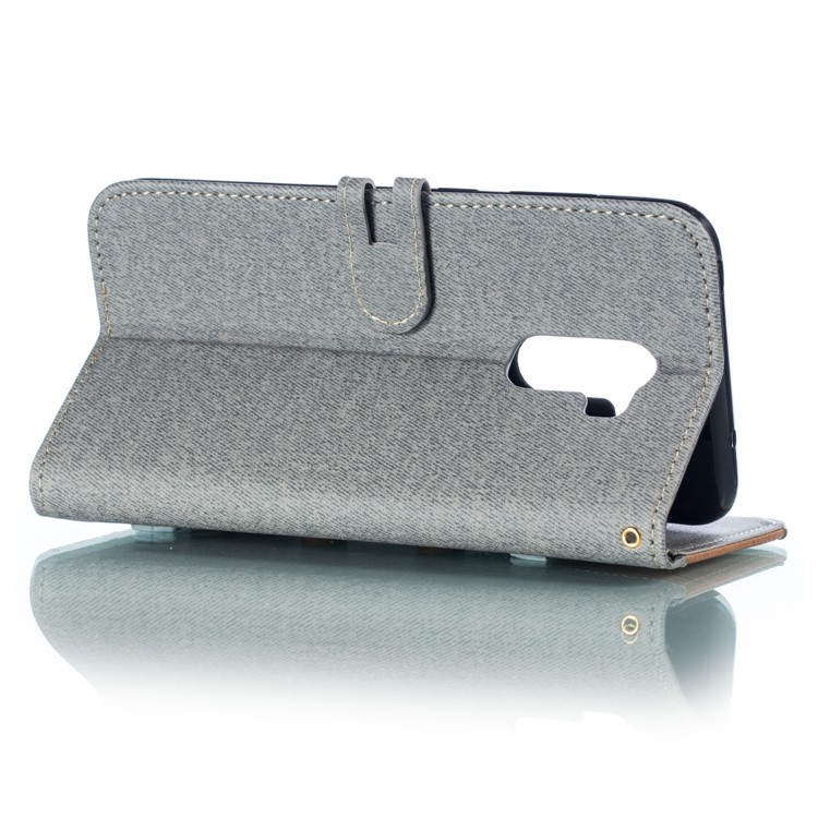 Spleißabdruckmänner Binden Lederknopfdekorabdeckung Für Xiaomi-Pocophon F1 / Poco F1 - Grau-4