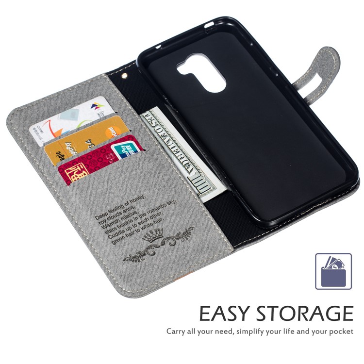 Spleißabdruckmänner Binden Lederknopfdekorabdeckung Für Xiaomi-Pocophon F1 / Poco F1 - Grau-6