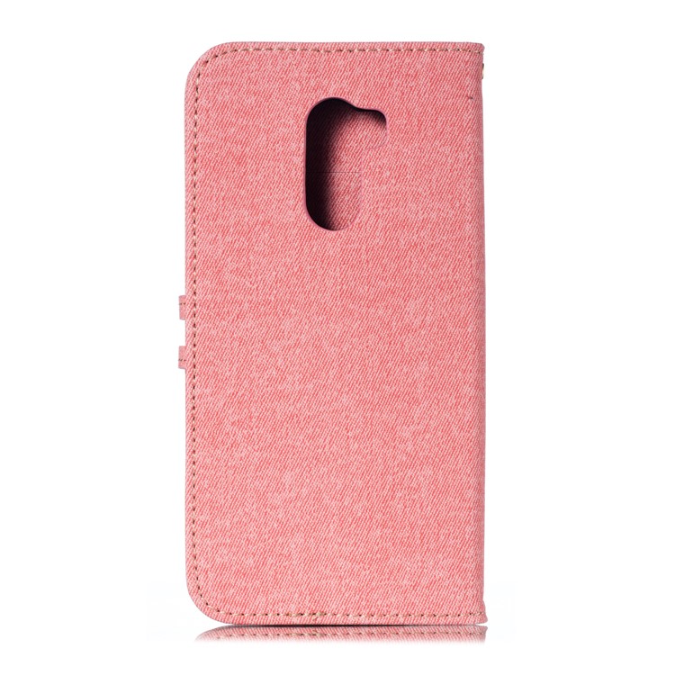 Splicing Imprint Men Tie Button Decor Leather Wallet Phone Case for Xiaomi Pocophone F1 / Poco F1 - Pink-3