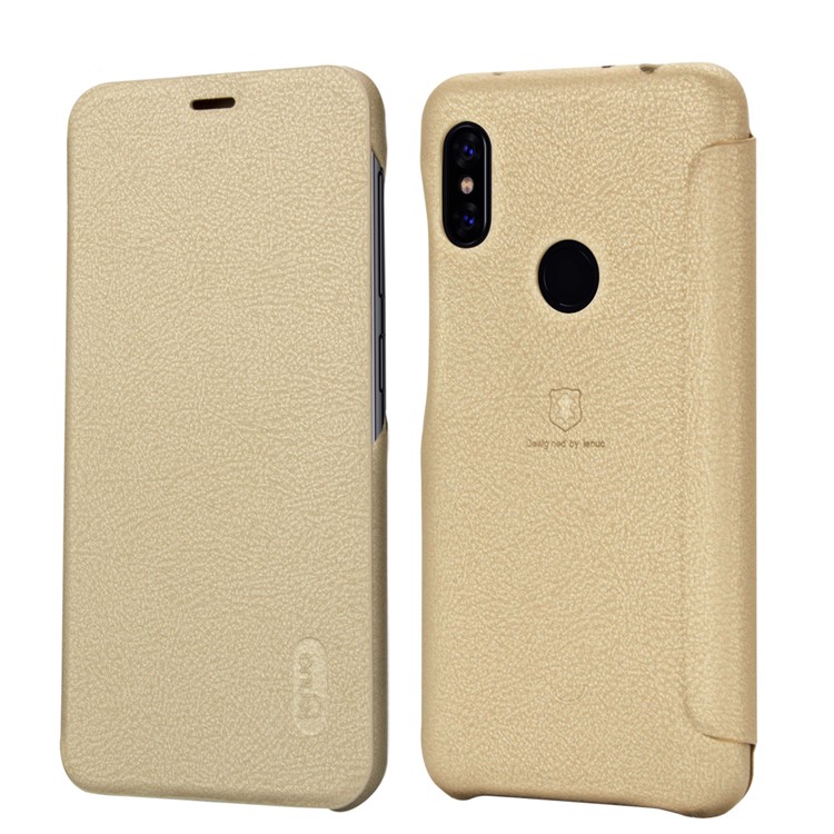 LENUO Ledream Series Flip Leather Mobile Shell with Card Slot for Xiaomi Redmi Note 6 Pro - Gold-1