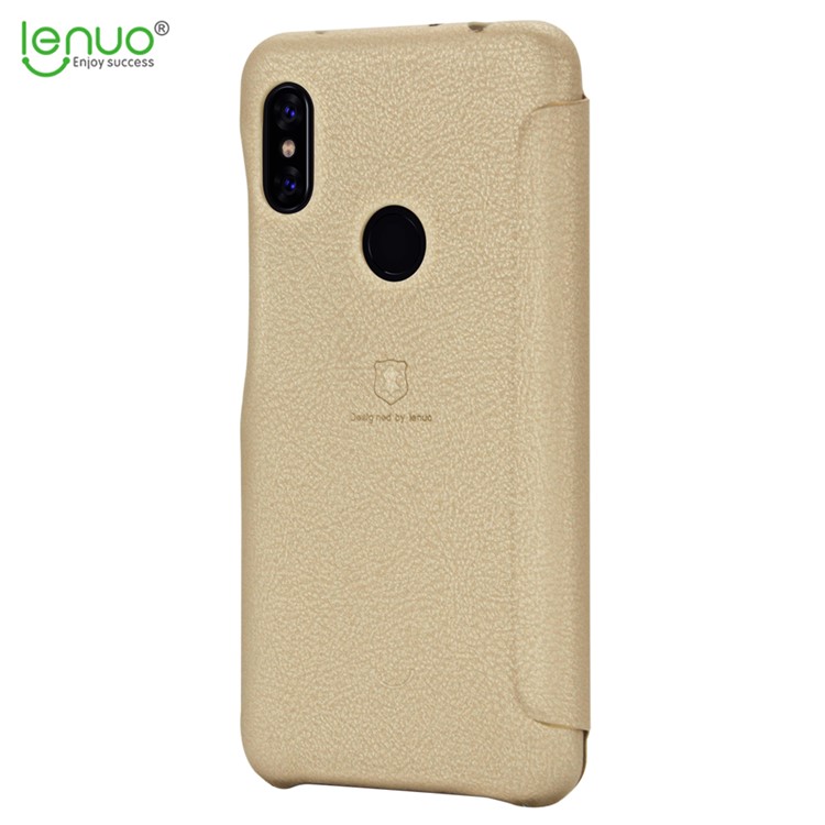 LENUO Ledream Series Flip Leather Mobile Shell with Card Slot for Xiaomi Redmi Note 6 Pro - Gold-4