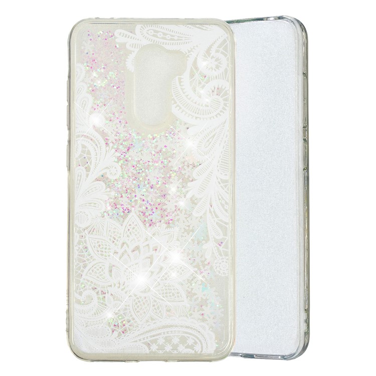 For Xiaomi Pocophone F1 / Poco F1 (India) Embossment Pattern Quicksand TPU Mobile Phone Shell - Lace Flower Pattern-2