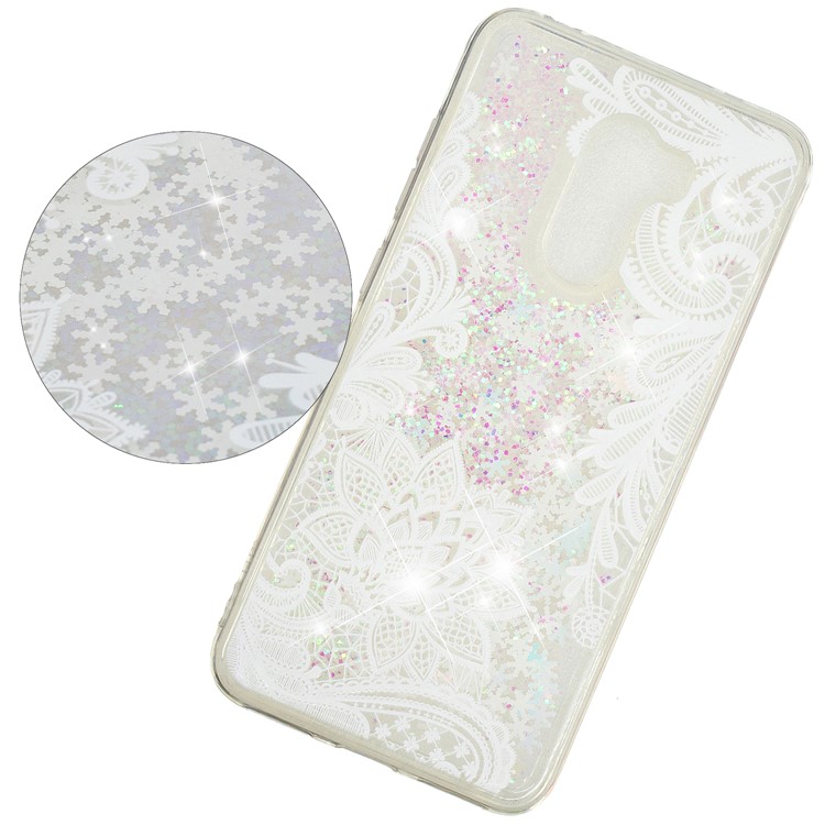 For Xiaomi Pocophone F1 / Poco F1 (India) Embossment Pattern Quicksand TPU Mobile Phone Shell - Lace Flower Pattern-3