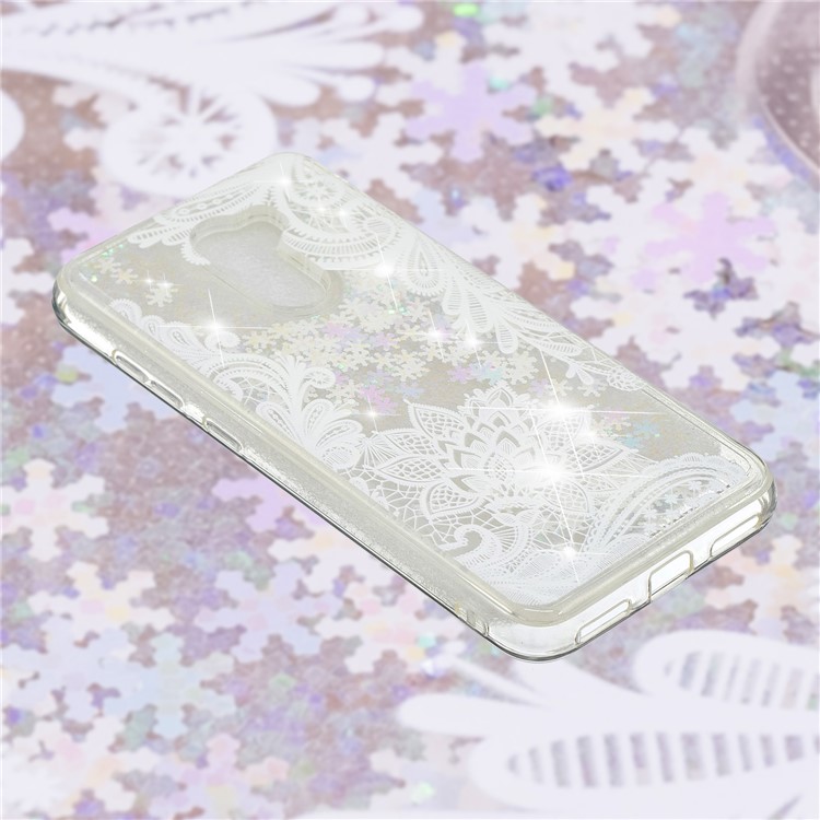 For Xiaomi Pocophone F1 / Poco F1 (India) Embossment Pattern Quicksand TPU Mobile Phone Shell - Lace Flower Pattern-4
