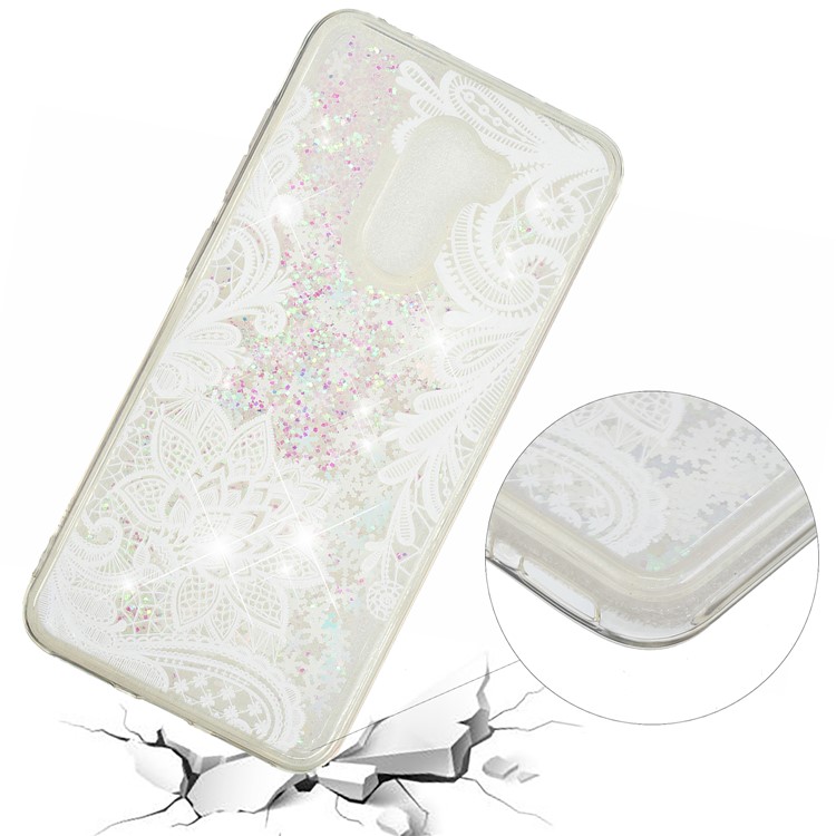For Xiaomi Pocophone F1 / Poco F1 (India) Embossment Pattern Quicksand TPU Mobile Phone Shell - Lace Flower Pattern-5