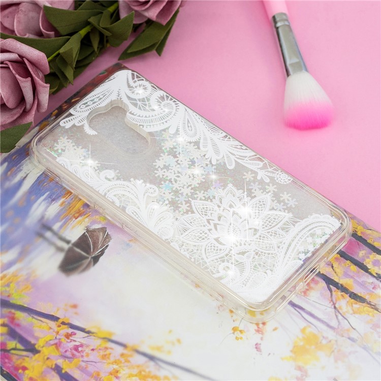 For Xiaomi Pocophone F1 / Poco F1 (India) Embossment Pattern Quicksand TPU Mobile Phone Shell - Lace Flower Pattern-6