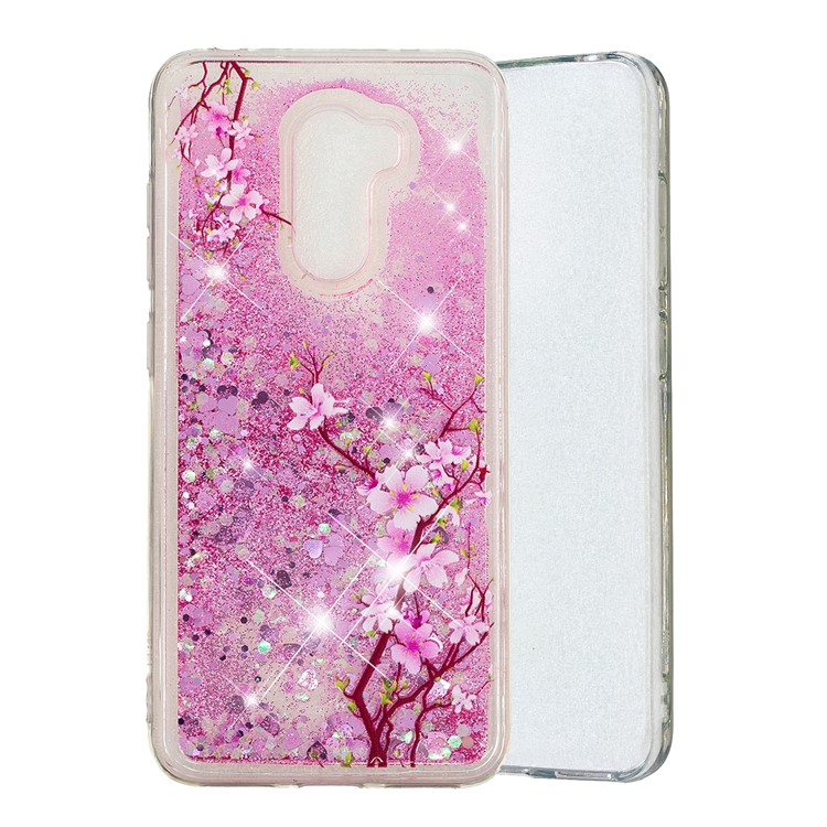 For Xiaomi Pocophone F1 / Poco F1 (India) Embossment Pattern Quicksand TPU Back Phone Case - Peach Blossom-2
