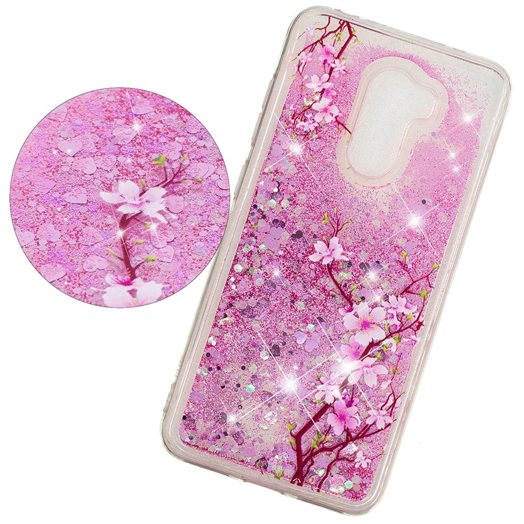 For Xiaomi Pocophone F1 / Poco F1 (India) Embossment Pattern Quicksand TPU Back Phone Case - Peach Blossom-3