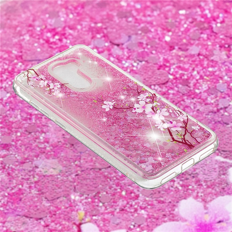 For Xiaomi Pocophone F1 / Poco F1 (India) Embossment Pattern Quicksand TPU Back Phone Case - Peach Blossom-4