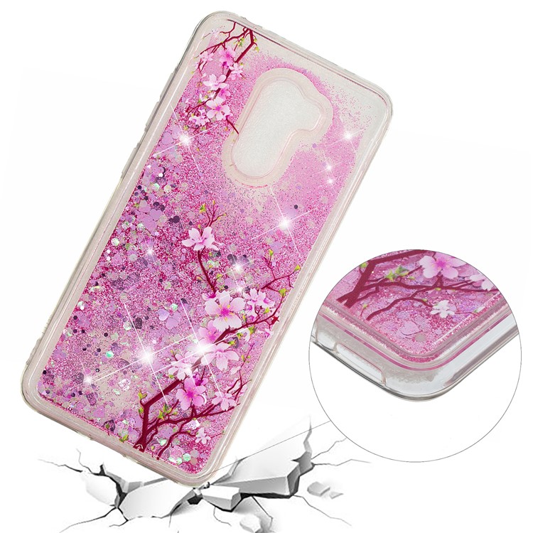 For Xiaomi Pocophone F1 / Poco F1 (India) Embossment Pattern Quicksand TPU Back Phone Case - Peach Blossom-5