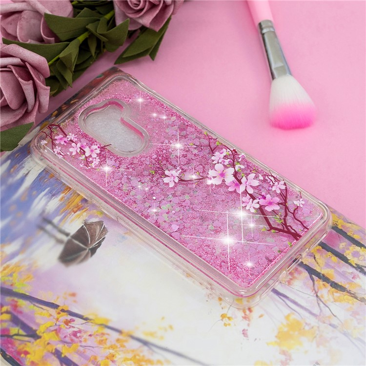 For Xiaomi Pocophone F1 / Poco F1 (India) Embossment Pattern Quicksand TPU Back Phone Case - Peach Blossom-6