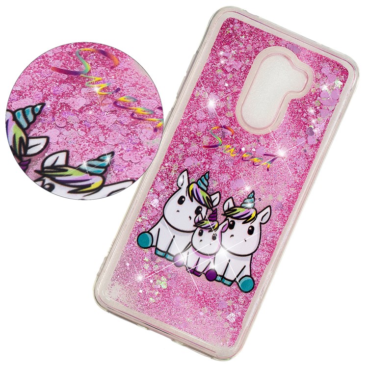 For Xiaomi Pocophone F1 / Poco F1 (India) Embossment Pattern Quicksand TPU Back Phone Cover - Sweet Unicorns-3