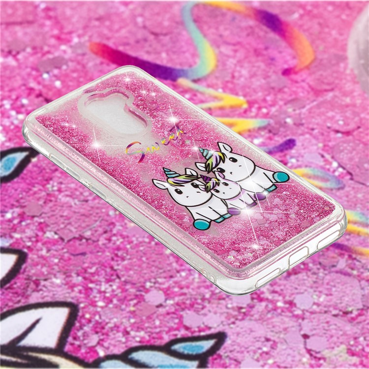 For Xiaomi Pocophone F1 / Poco F1 (India) Embossment Pattern Quicksand TPU Back Phone Cover - Sweet Unicorns-4