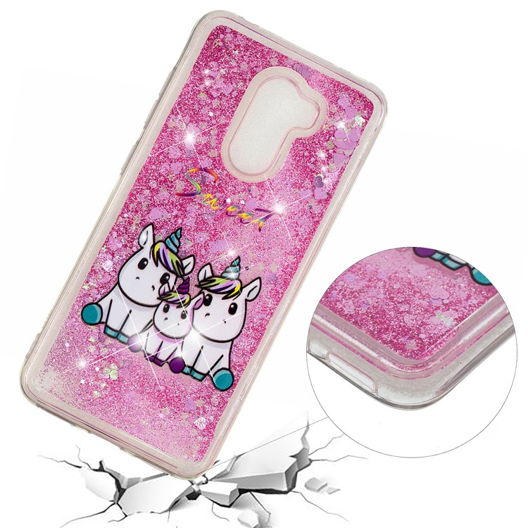 For Xiaomi Pocophone F1 / Poco F1 (India) Embossment Pattern Quicksand TPU Back Phone Cover - Sweet Unicorns-5