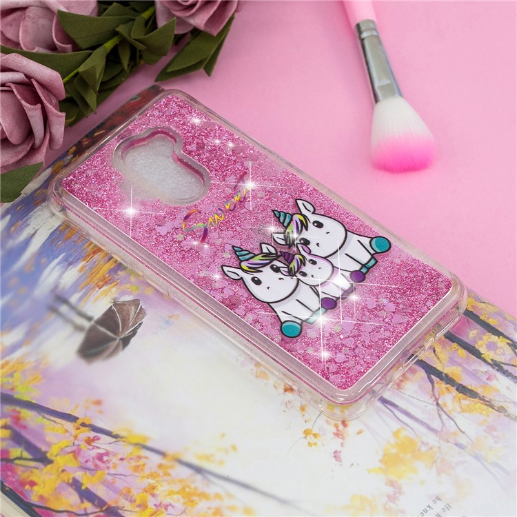 For Xiaomi Pocophone F1 / Poco F1 (India) Embossment Pattern Quicksand TPU Back Phone Cover - Sweet Unicorns-6