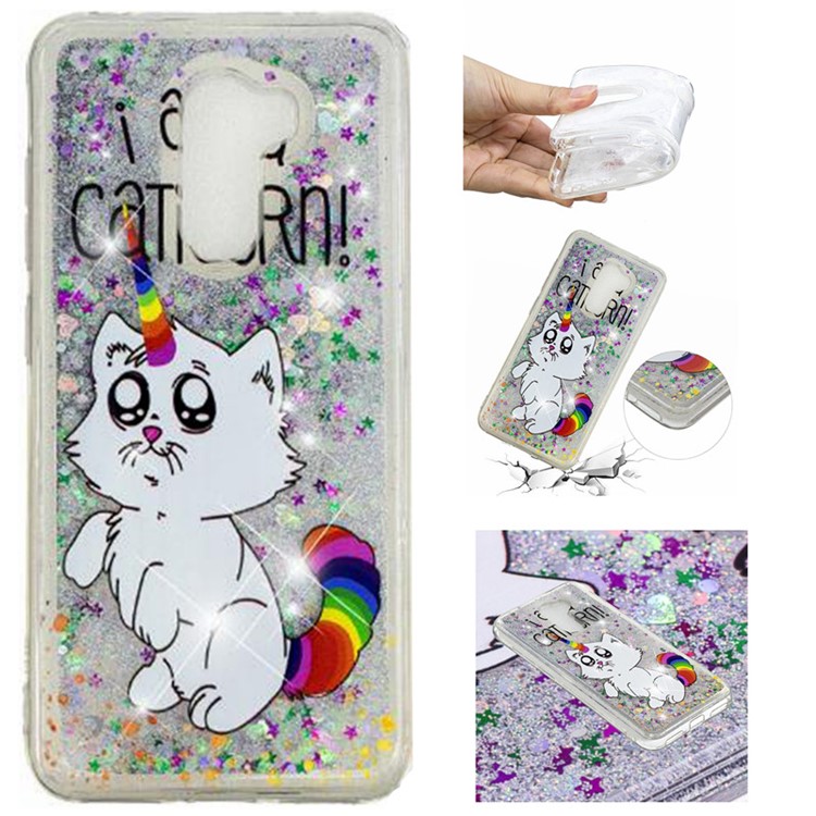 For Xiaomi Pocophone F1 / Poco F1 (India) Embossment Pattern Quicksand TPU Back Phone Shell - I Am A Caticorn-1