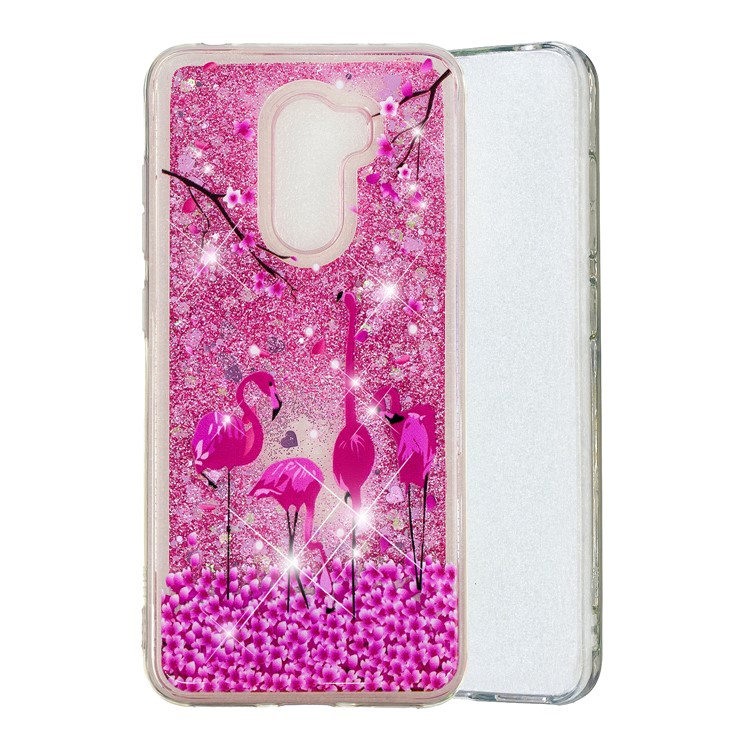 For Xiaomi Pocophone F1 / Poco F1 (India) Embossment Pattern Quicksand TPU Case Cover - Flamingos-2