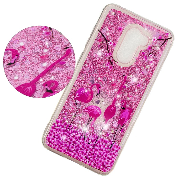 For Xiaomi Pocophone F1 / Poco F1 (India) Embossment Pattern Quicksand TPU Case Cover - Flamingos-3