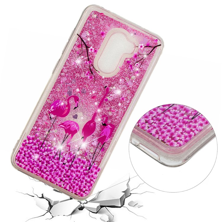 For Xiaomi Pocophone F1 / Poco F1 (India) Embossment Pattern Quicksand TPU Case Cover - Flamingos-5