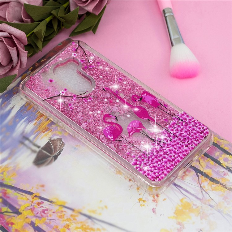 For Xiaomi Pocophone F1 / Poco F1 (India) Embossment Pattern Quicksand TPU Case Cover - Flamingos-6