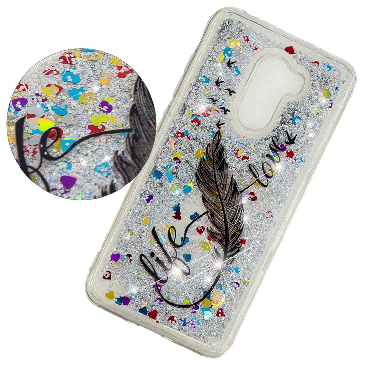 For Xiaomi Pocophone F1 / Poco F1 (India) Embossed Pattern Quicksand TPU Soft Phone Case - Feather-3