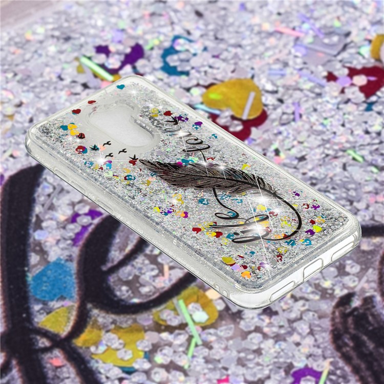 For Xiaomi Pocophone F1 / Poco F1 (India) Embossed Pattern Quicksand TPU Soft Phone Case - Feather-4