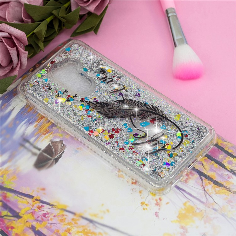 For Xiaomi Pocophone F1 / Poco F1 (India) Embossed Pattern Quicksand TPU Soft Phone Case - Feather-6