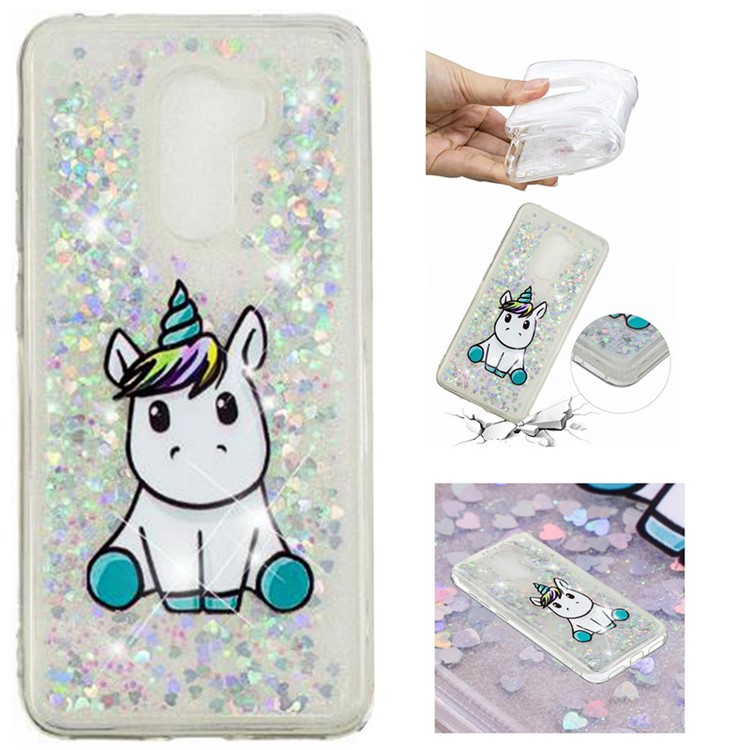 For Xiaomi Pocophone F1 / Poco F1 (India) Embossing Pattern Quicksand TPU Case - Adorable Unicorn-1