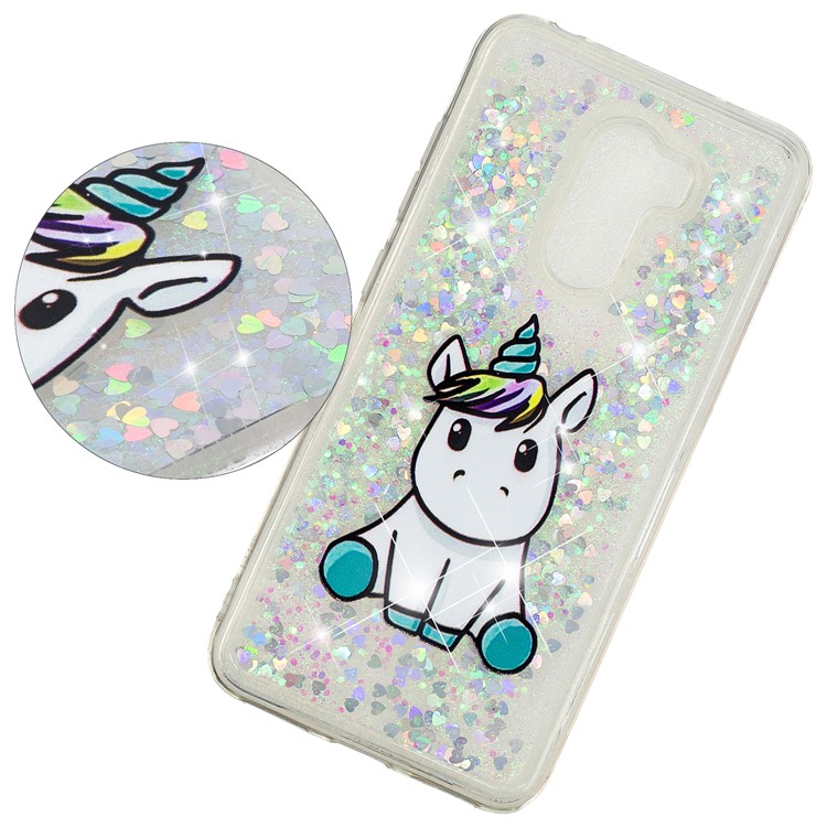 For Xiaomi Pocophone F1 / Poco F1 (India) Embossing Pattern Quicksand TPU Case - Adorable Unicorn-3