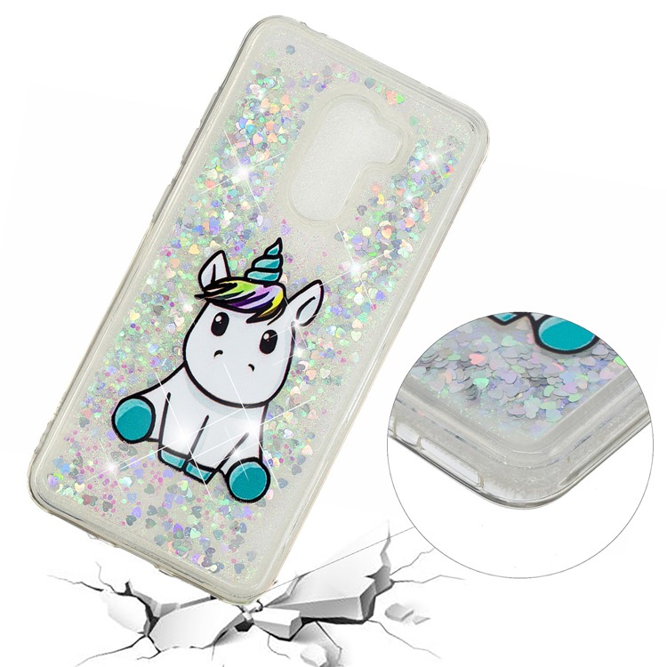For Xiaomi Pocophone F1 / Poco F1 (India) Embossing Pattern Quicksand TPU Case - Adorable Unicorn-4