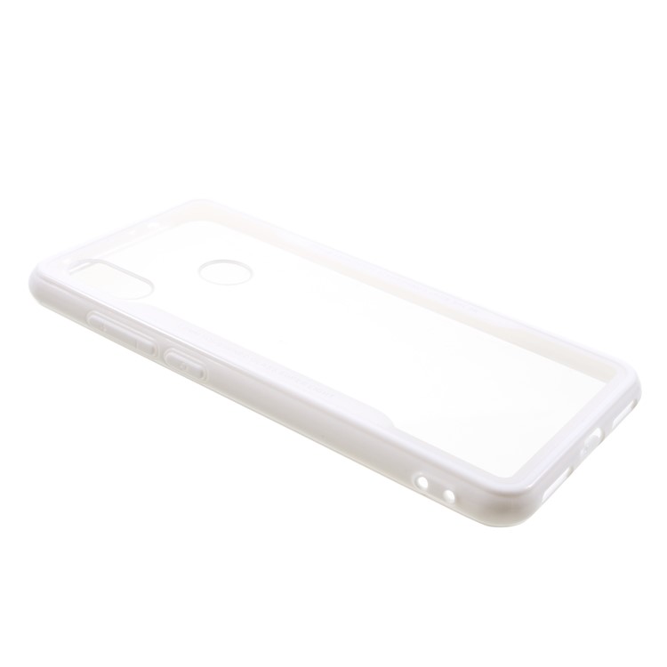 Transparent Acrylic Back + Silicone Frame Combo Phone Shell for Xiaomi Redmi Note 6 Pro - White-2