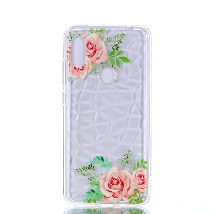 For Xiaomi Redmi Note 6 Pro / Note 6 TPU Accessory Case / Embossed Flower / 3D Diamond Surface - Pink Flower-4