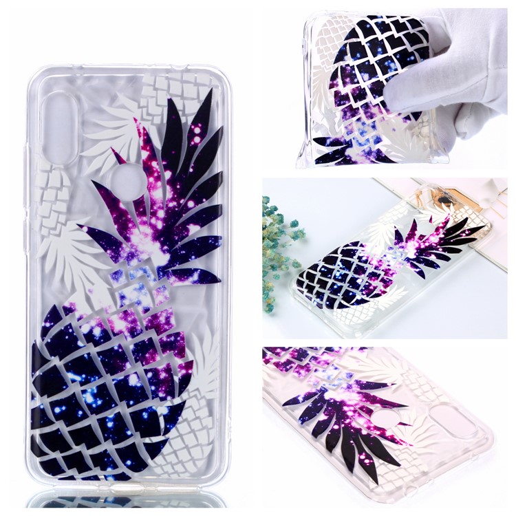 For Xiaomi Redmi Note 6 Pro / Note 6 TPU Mobile Cover / Embossed Flower / 3D Diamond Surface - Purple Pineapple-1