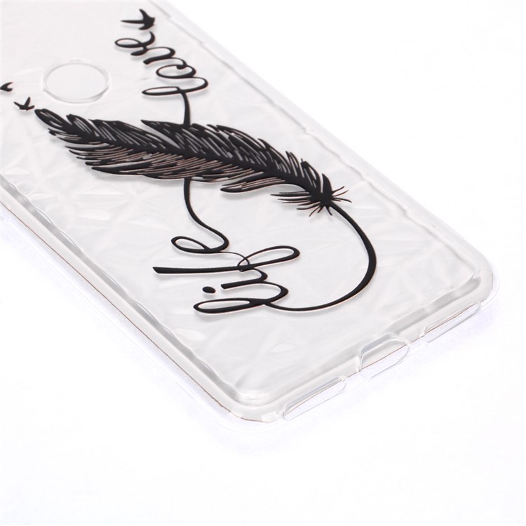 For Xiaomi Redmi Note 6 Pro / Note 6 TPU Phone Casing / Embossed Flower / 3D Diamond Surface - Feather-5