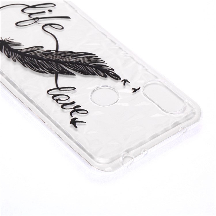 For Xiaomi Redmi Note 6 Pro / Note 6 TPU Phone Casing / Embossed Flower / 3D Diamond Surface - Feather-7