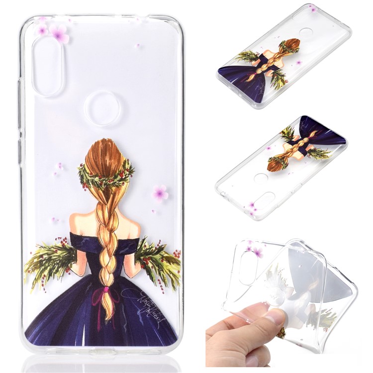 Embossment Pattern TPU Protection Phone Cover for Xiaomi Redmi Note 6 Pro - Charming Girl-1