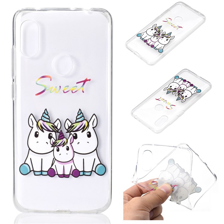 Embossing Pattern TPU Back Case for Xiaomi Redmi Note 6 Pro - Sweet Unicorns-1