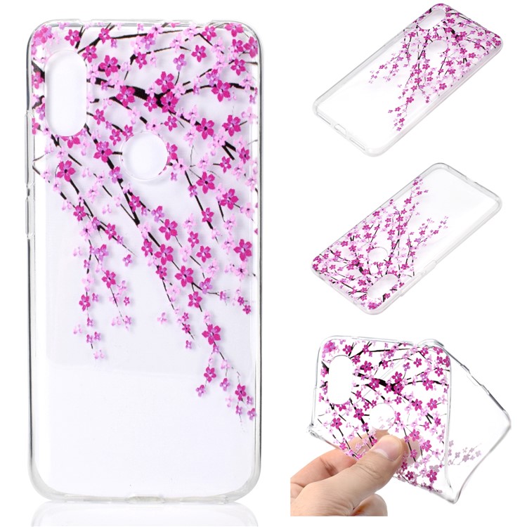 Embossing Pattern TPU Back Shell for Xiaomi Redmi Note 6 Pro - Cherry Blossom-1